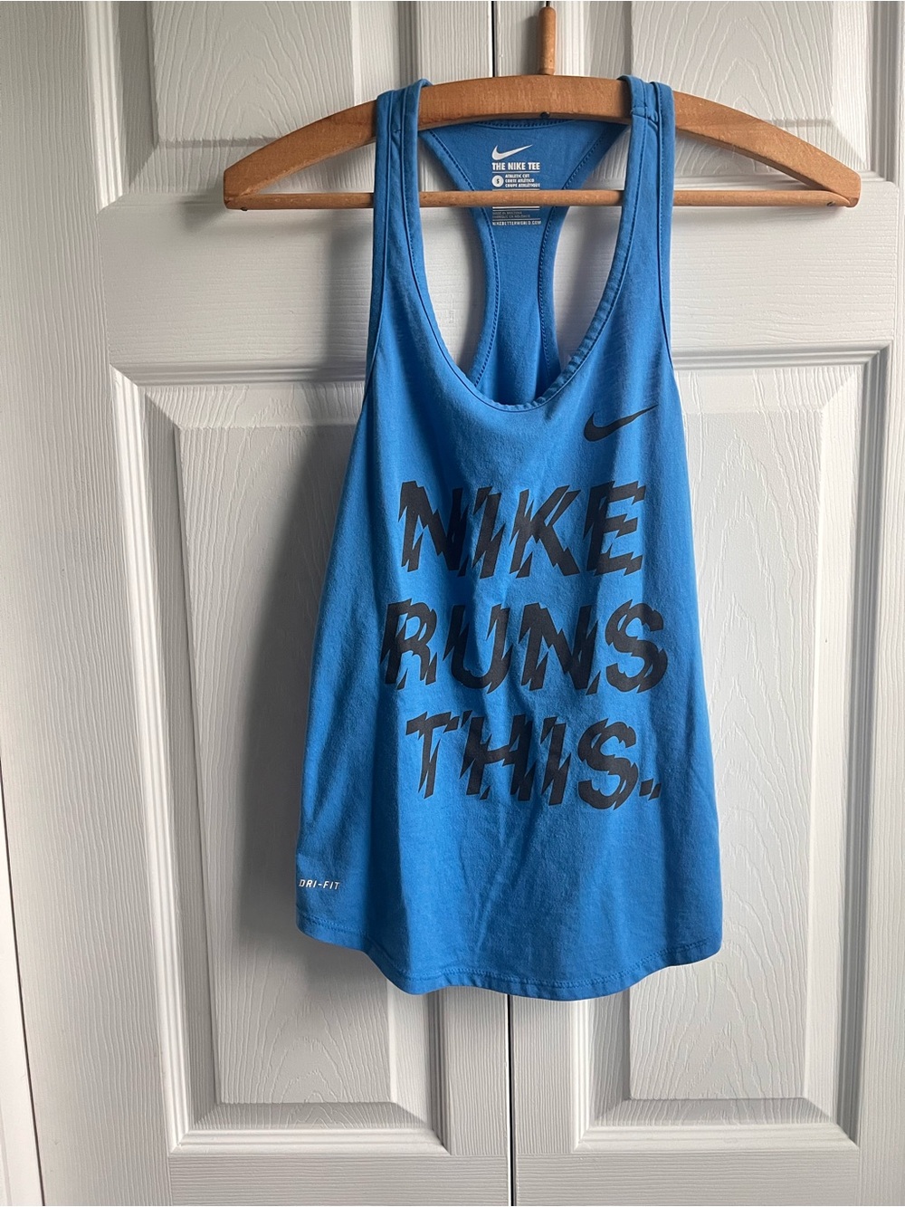 Nike Bright Blue Racerback Tank with Bold Graphic - Women
